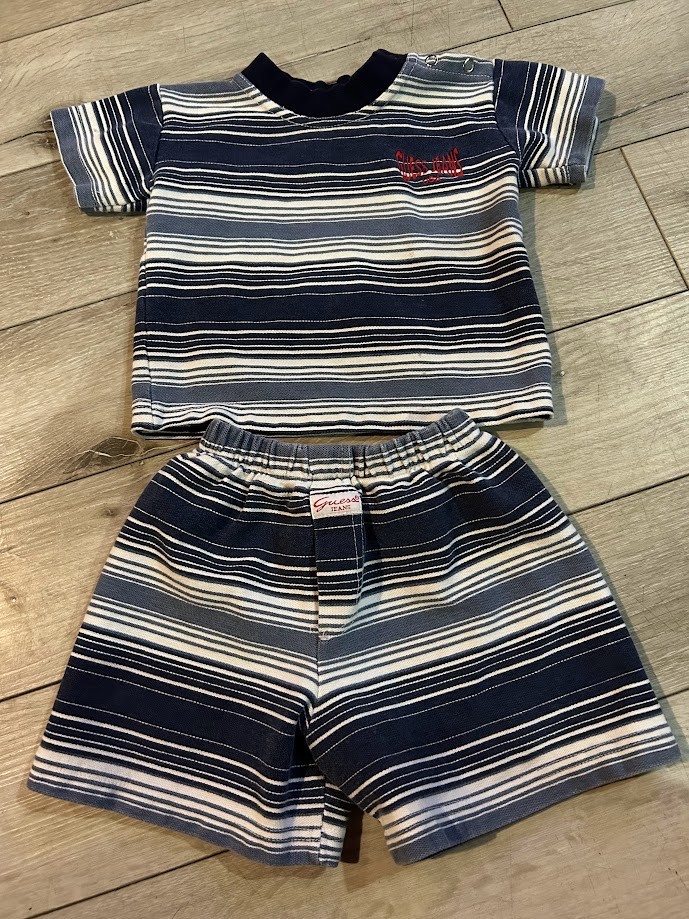 boys GUESS JEANS striped shorts & top shirt size 12 months infant baby boy