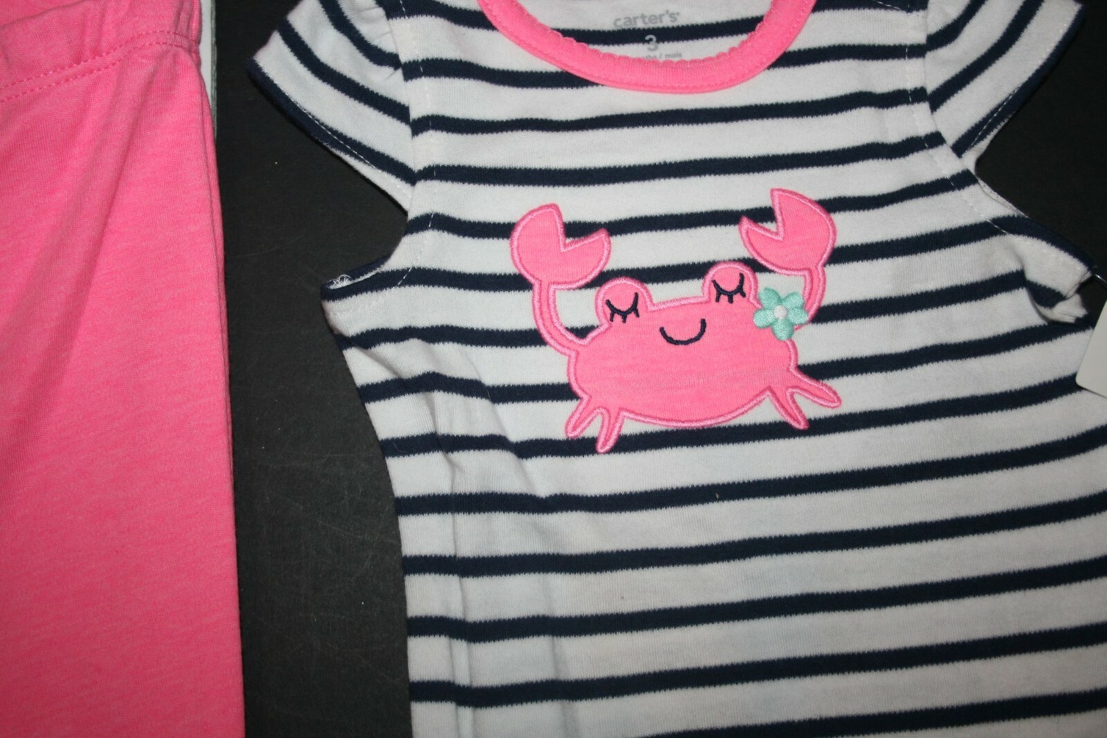 New Carter’s 3m Girls 2 Piece Set Outfit Bodysuit Tops & Pants Happy Crab