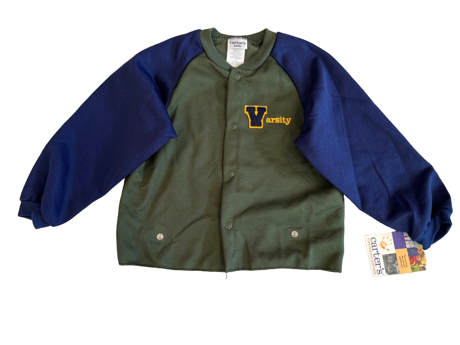 NWT Carter`s Toddler 4T Green & Blue Varsity Jacket