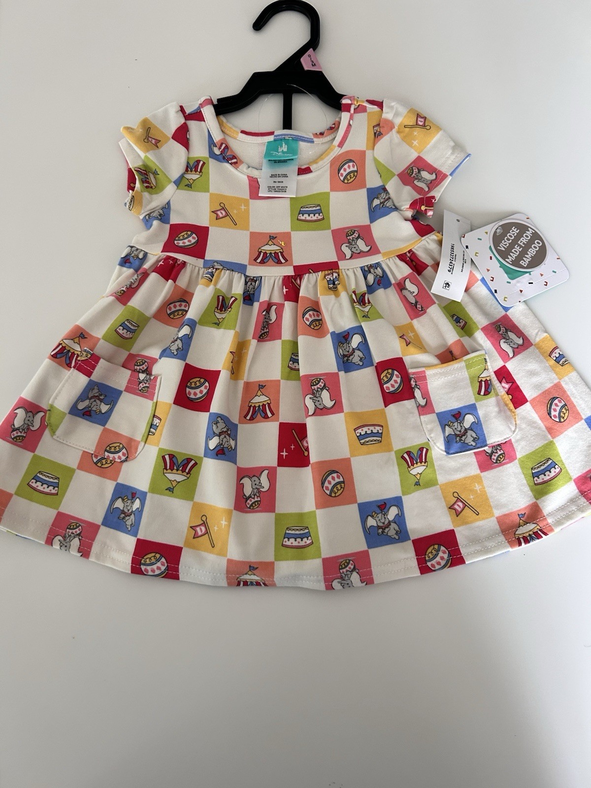 Disney Baby Dumbo Circus Check Dress & Bloomers 2-Piece Set 3-6M Off-White