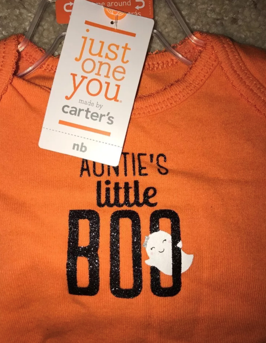 Just One You Carter’s Baby Girls tutu pants bodysuit Auntie’s Little Boo NB 3 6