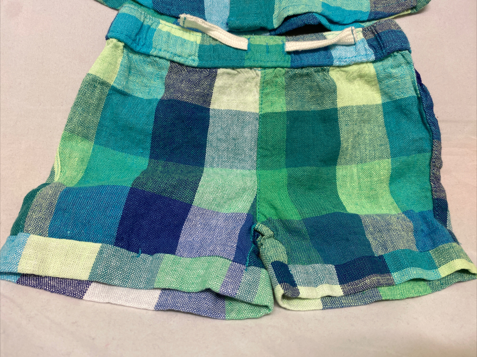 Baby Boys Woven Short Set 2-Piece Plaid Outfit