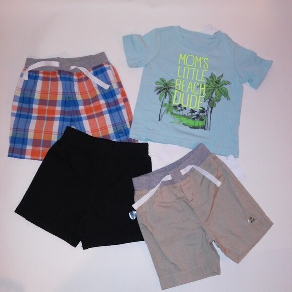 Set of 4 Wonderkids Boys Toddler Infant 12 Months T Shirt & Shorts Outfits
