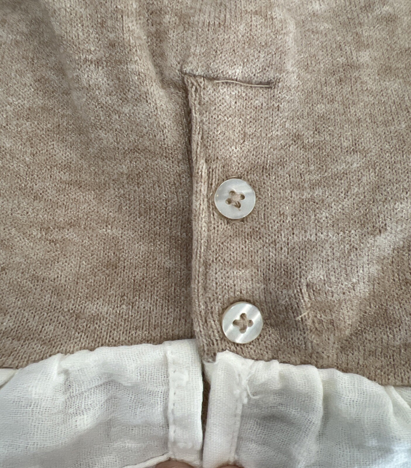 Baby Set Oat Beige.Ruffled Collar w/Embroidered Polka dots.Very Delicate.3 Sizes