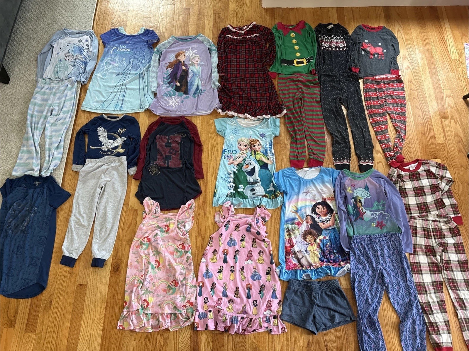 24 pc Girl Clothes Pajamas Shirts Shorts 7 8 7/8 Disney Harry Potter Hannah Ande