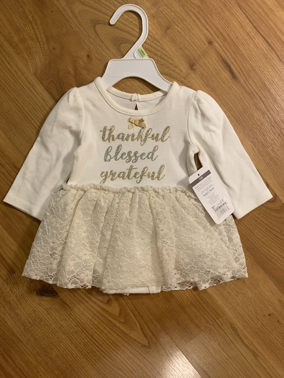 Baby Starters “Thankful Blessed Grateful” One-Piece Bodysuit Skirt 3-Months