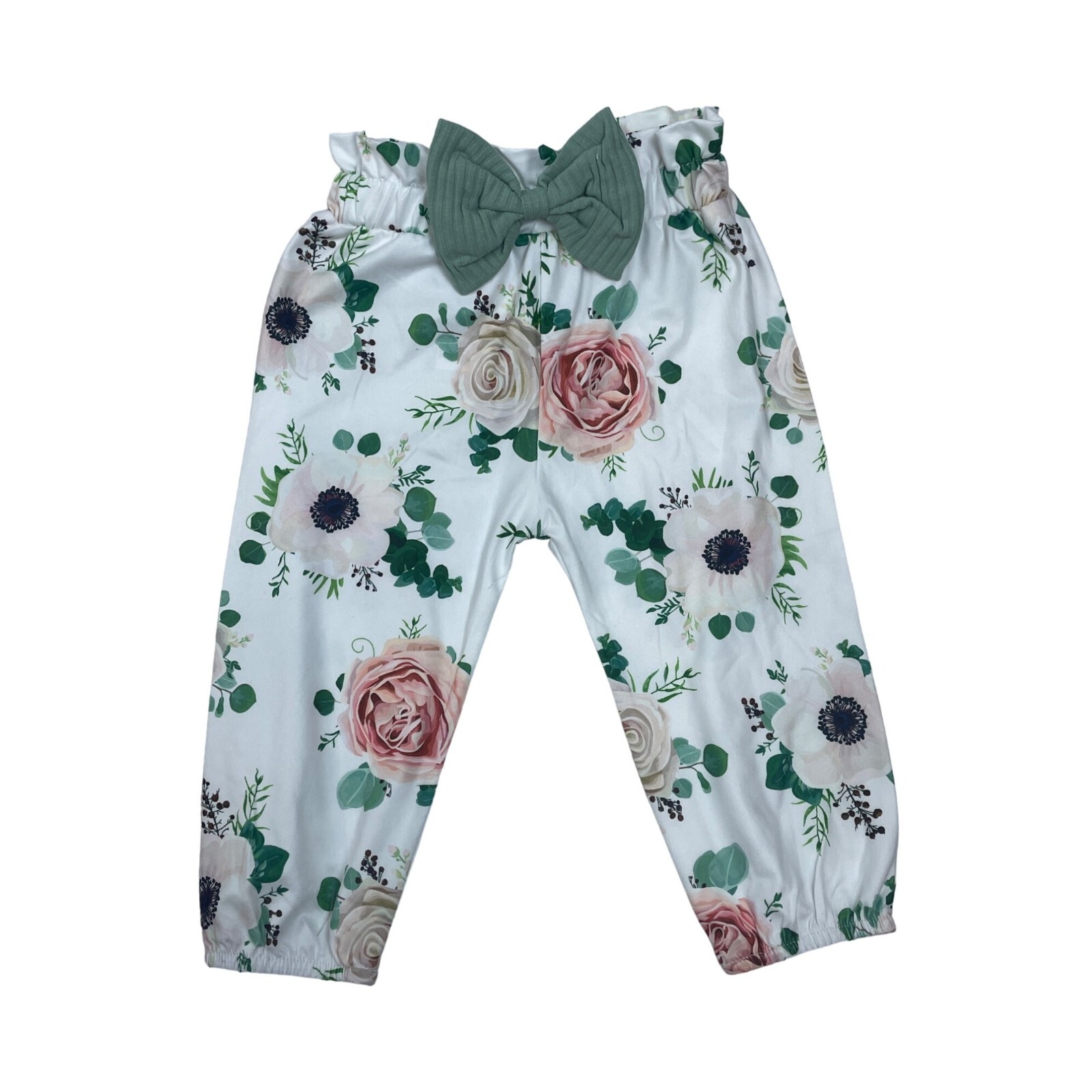 Shenzhen Toddler Girl’s Green and Purple 3-Piece Florals Set Sz 3-6M