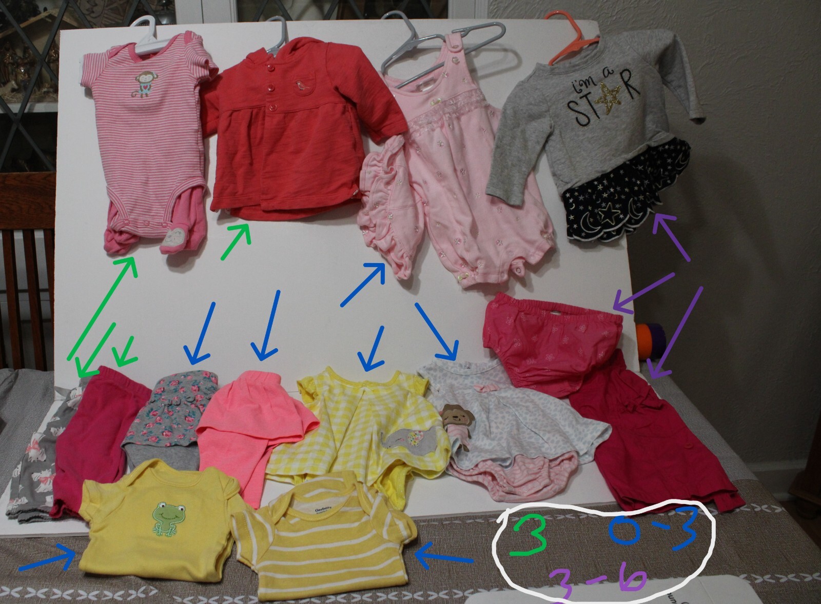 BABY GIRL CLOTHES – LOT – 3 SIZES (14 pieces)