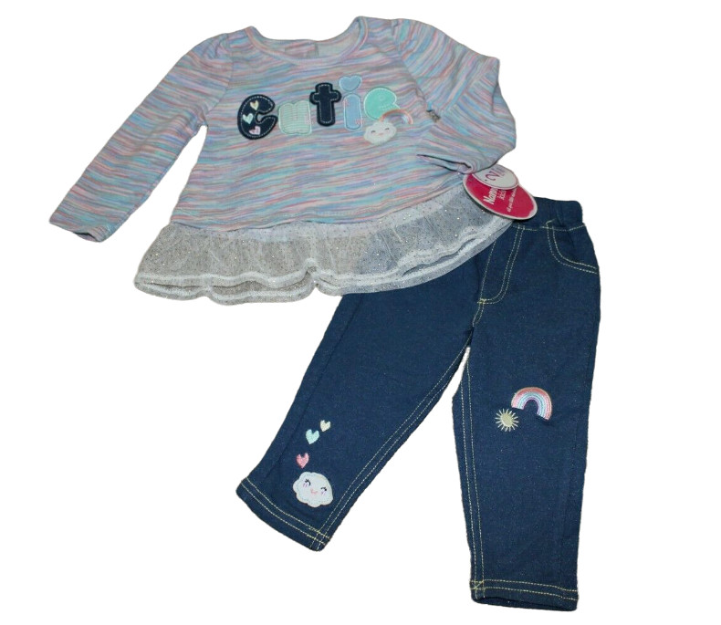 Nannette Kids Rainbow Cutie Outfit Set Baby Girls Clothes Size 12M 18M 24M NWT