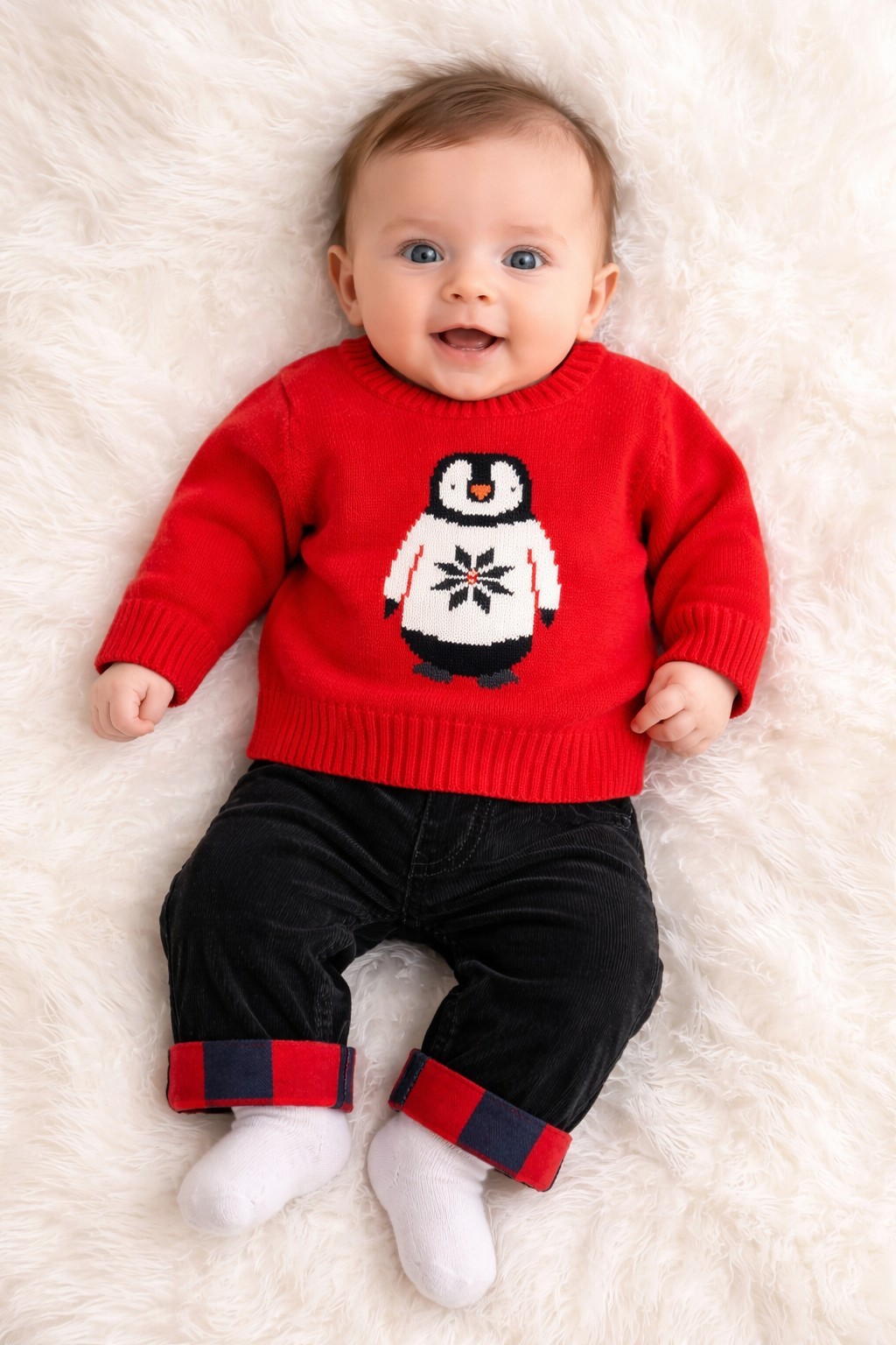 Carter’s Baby Boys’ 2-Piece Penguin Sweater & Flannel Pant Set 3 Months