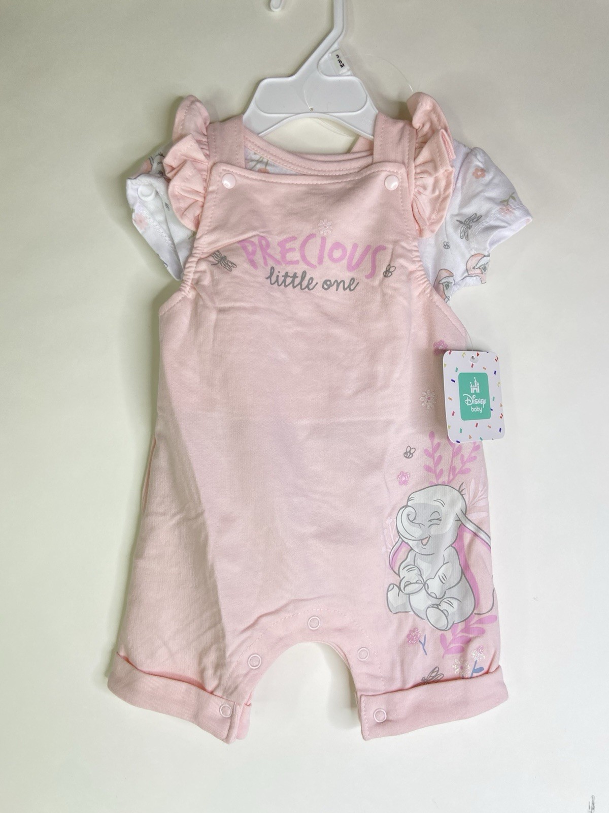 Disney Dumbo 2 Piece Set Romper Overalls and Bodysuit Baby Girls 3-6 Months