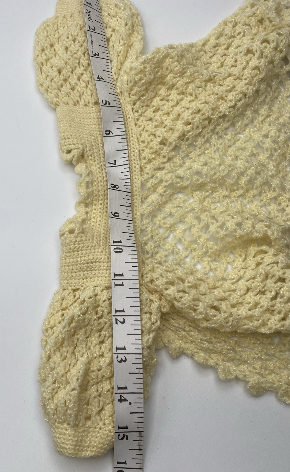 Vintage Hand Crocheted Yellow Baby Set Sweater Hat Booties 1960/70s Good Cond