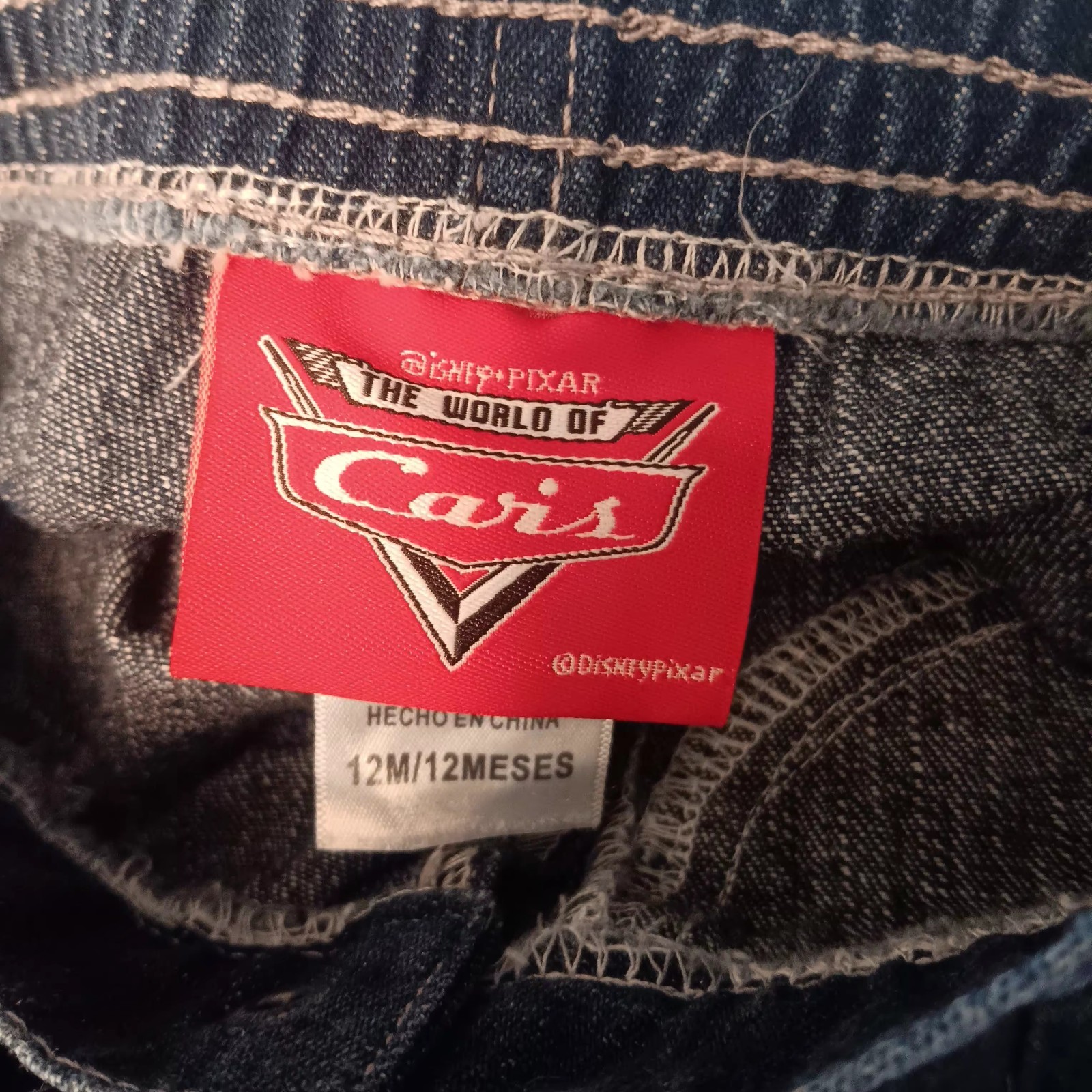 Disney Pixar Cars Lightning McQueen Vintage Denim Jean Jacket Pants Shirt 12 M
