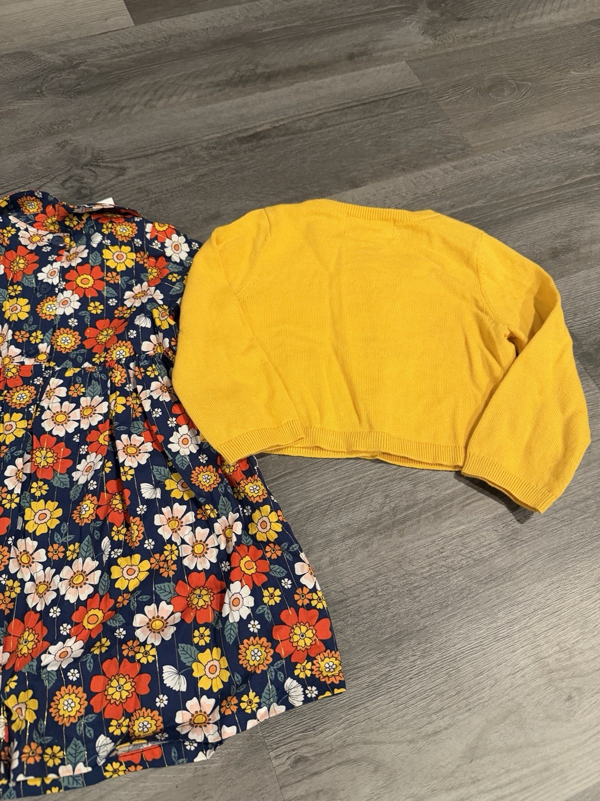 NWT Goodlad Girls 2 Piece Floral Dress Yellow Cardigan Set 24 Months