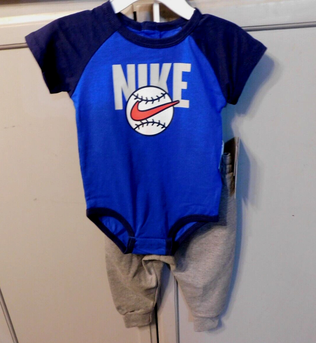 Nike 2 piece baseball set fleece joggers + one piece sz 12 mos NWT