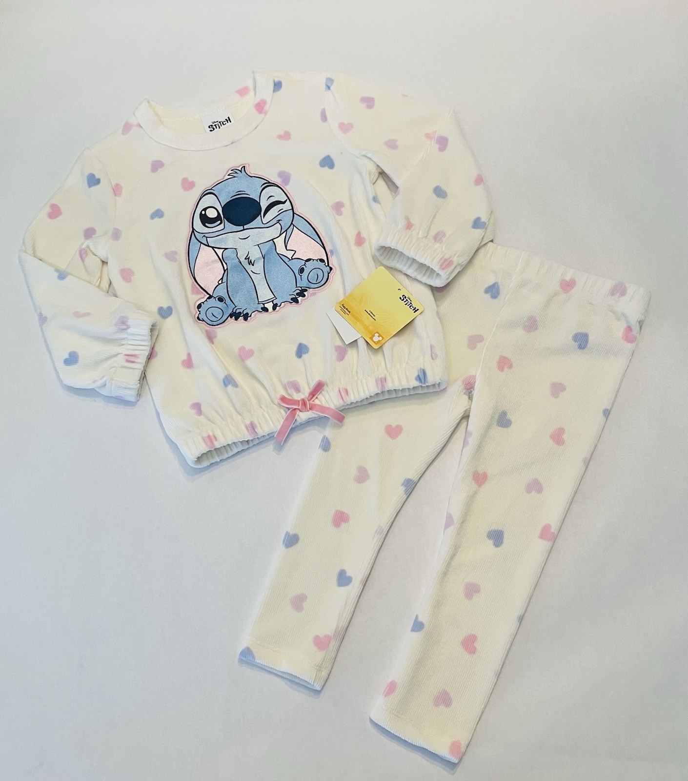 Disney Toddler Girl Stitch 3T Pants Shirt 2 PC Set Cute Heart Outfit New