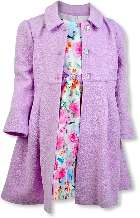 Bonnie Jean Baby Girls Easter Spring Holiday Floral Lavender 2 pc Coat Dress set