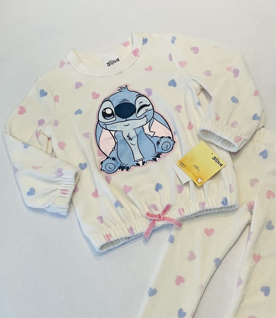 Disney Toddler Girl Stitch 4T Pants Shirt 2 PC Set Cute Heart Outfit New