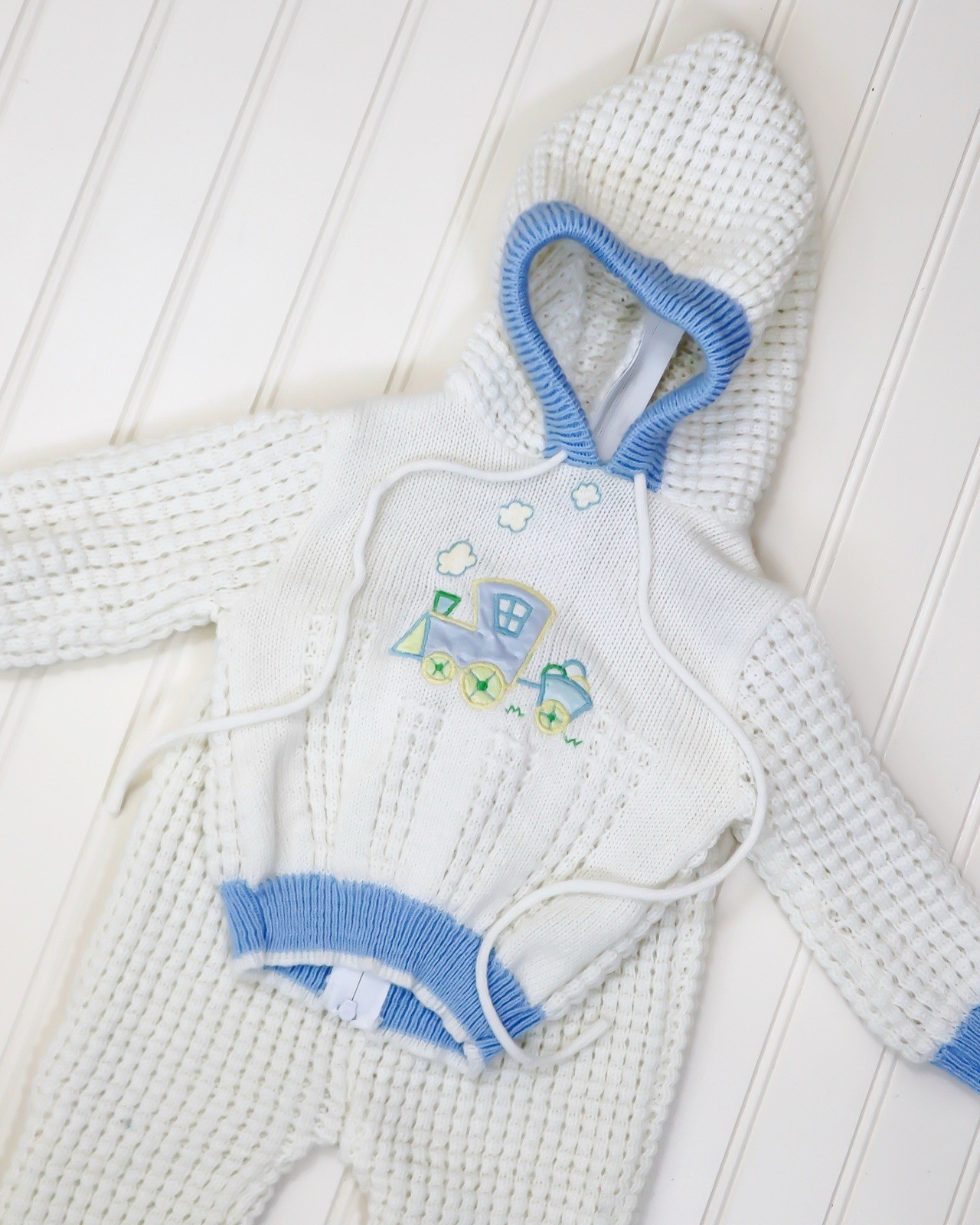 Vintage knotted style two piece set tradicional blue spring 3-6M
