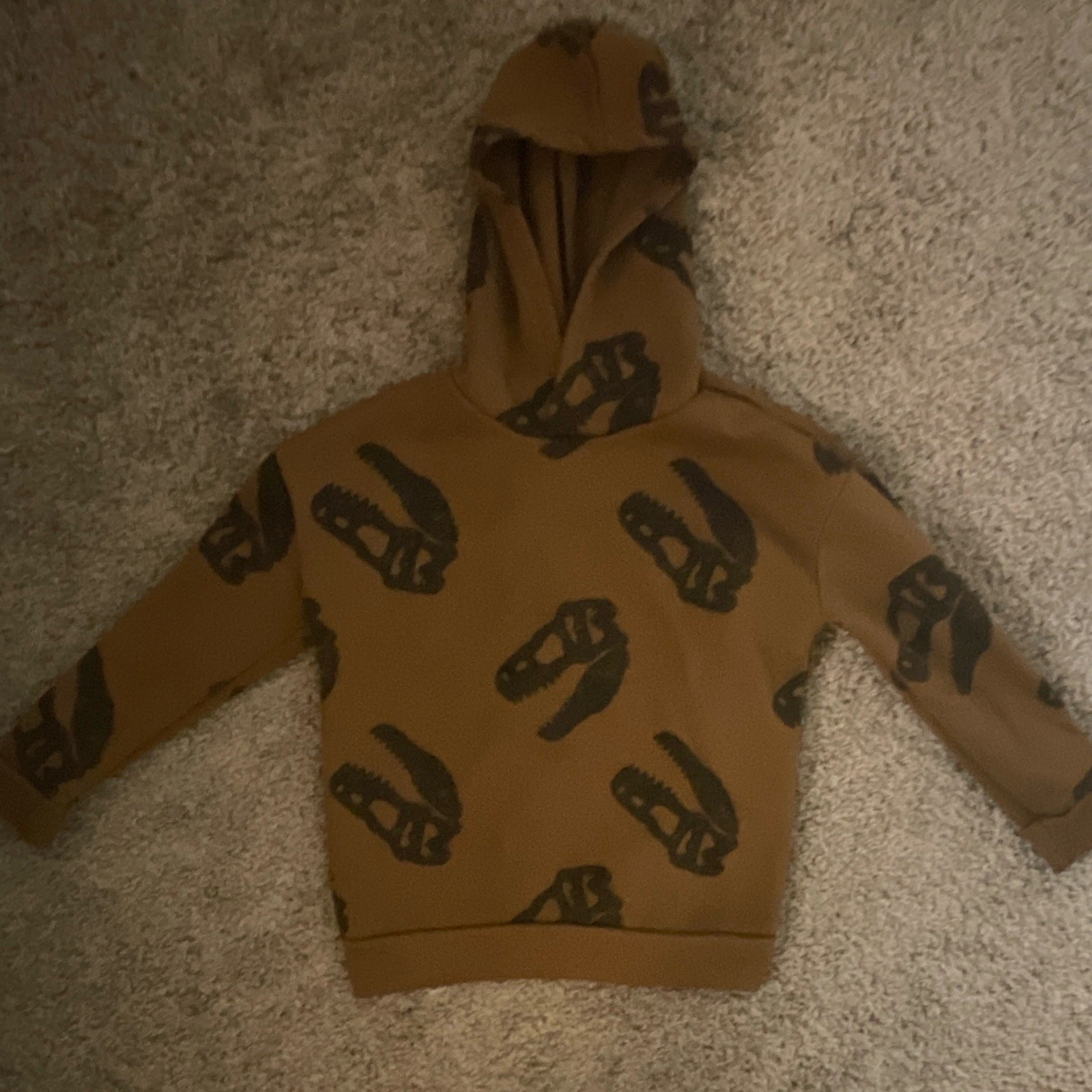 Dinosaur Skull 2pc Hooded Pants Sweatsuit Set Brown Black kids size 5