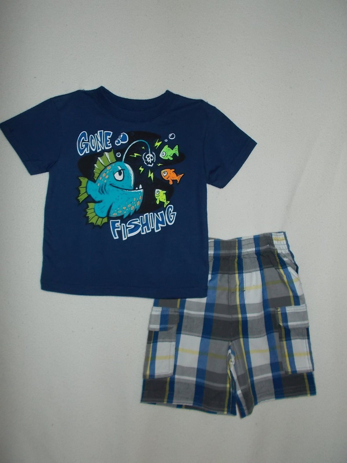 Garanimals 2 -pc Boys Shirt & Cargo Short Outfit Gone Fishing Size 24M