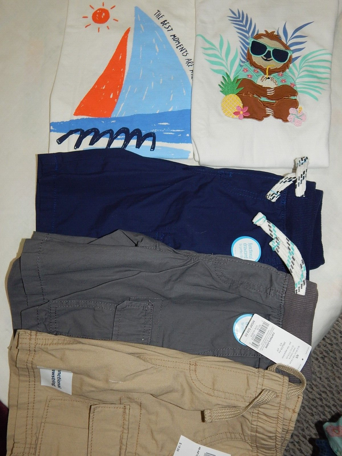 5 Pc Boys NWT NWOT Gymboree Carters 4T 5T Tropical Sloth Boat Shorts BUNDLE