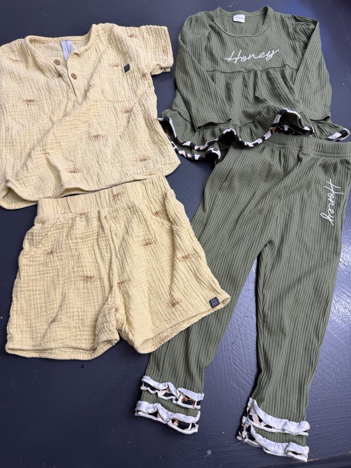 Baby Girl Outfit Lot 2 Modern Moments Ribbed Honey Set 18–24M Boho Neutral