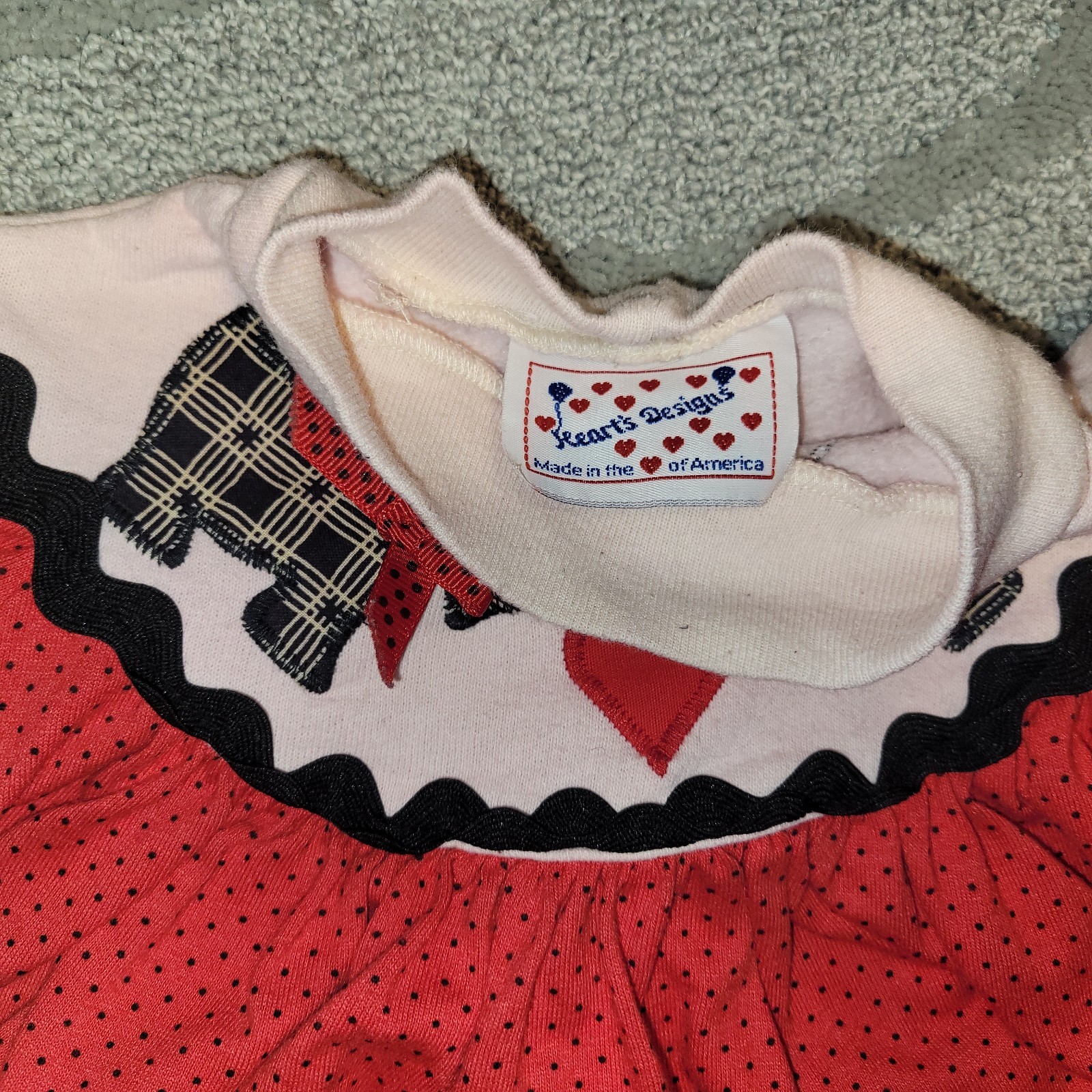 Vintage Hearts Design Brand 3 Piece w/Dogs Polka Dots Sz 12 Mo Barrette