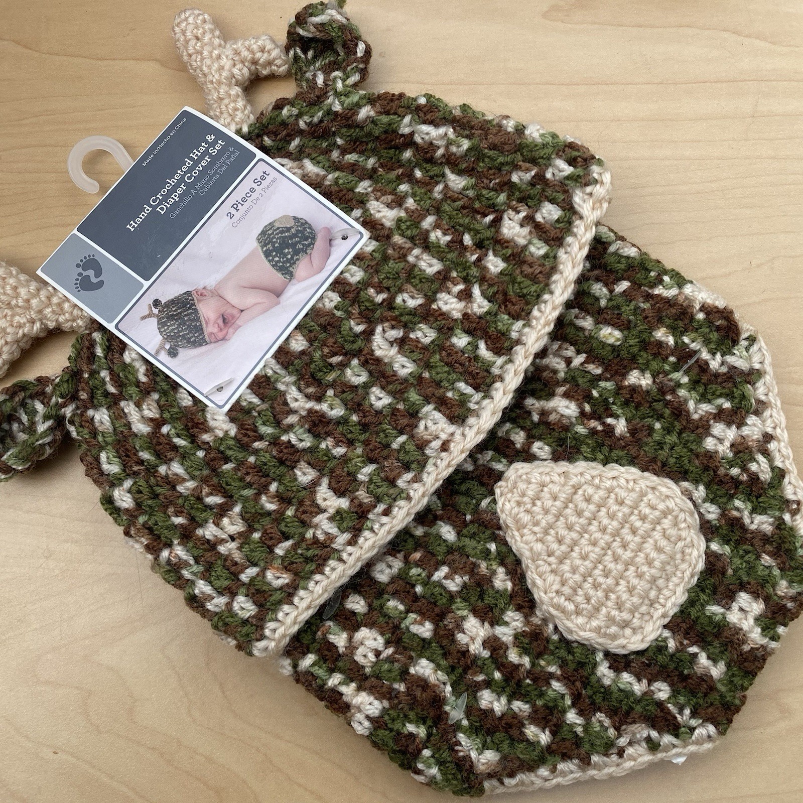 Newborn Baby 2pc Crochet Camo Deer Set 0-9 Months Photo Outfit Costume Outdoor