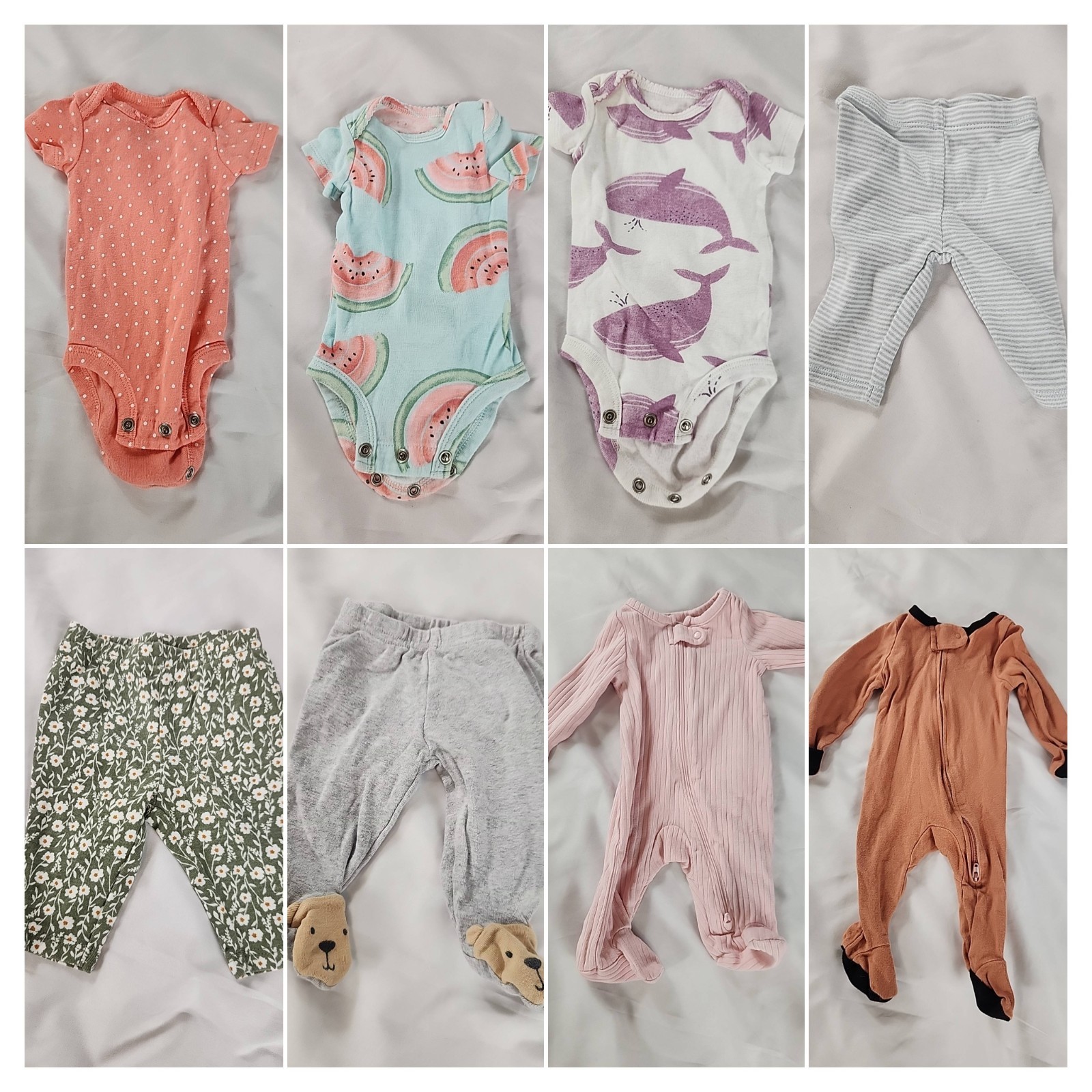 New Born Baby Girls Clothes Lot Of 8 Pieces. Mixed Brands
