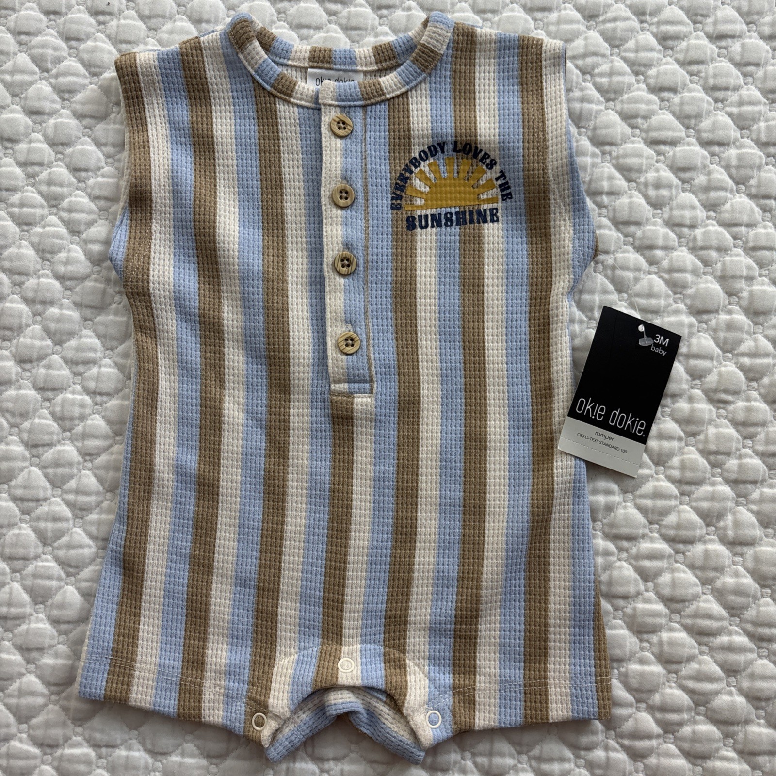 Oakie Dokie Baby Boy Romper 3 Months OEKO TEX Standard 100 Striped New