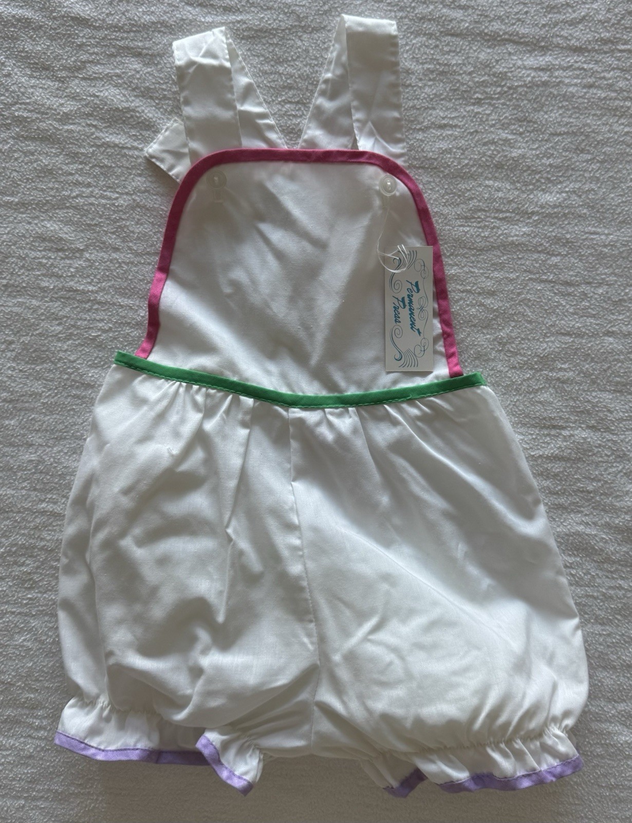 Vintage Baby Togs 2Pc Jon Jon Set 24M Floral Applique Bloomer Dress