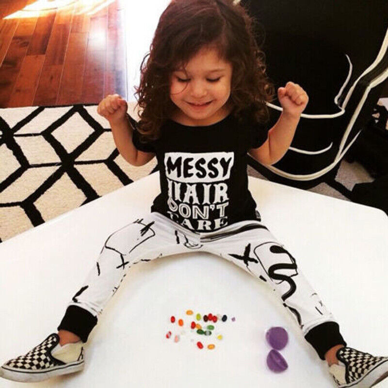 2pcs Newborn Toddler Kids Baby Boys Girls Clothes Outfits T-shirt Tops+Pants Set