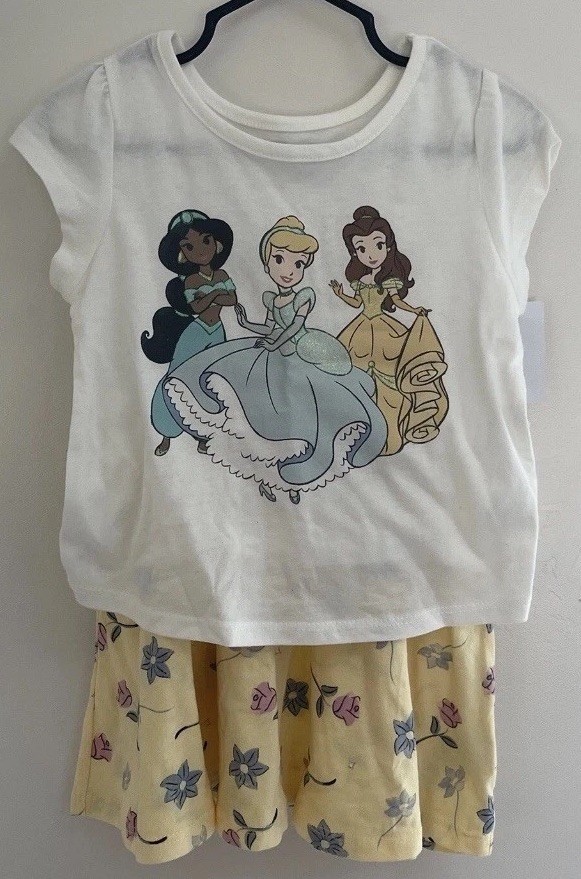 Disney Princess Toddler Girls Cinderella Belle Jasmine Floral Skirt Set 3T C789