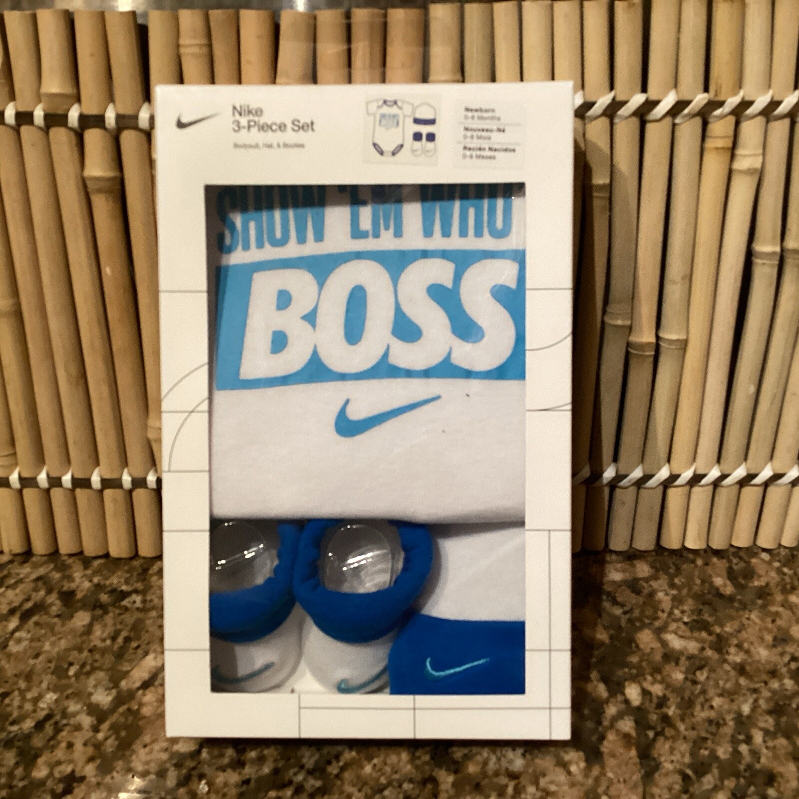 Nike 0-6 Months Newborn Show ‘Em Who’s Boss 3-Piece Set~ Hat~booties~bodysuit