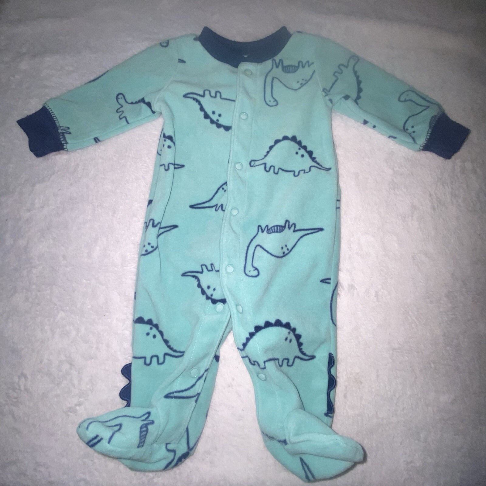 Carters NB New Born Baby Boy Coverall Bodysuit Dinosaur Warm Winter Comfy Outfit