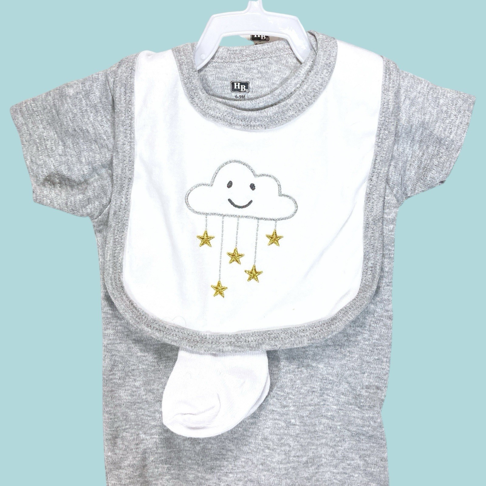 Hudson Baby Infant 6-9mo 5-Piece Layette Set Dream Happy Clouds Stars Unisex NWT