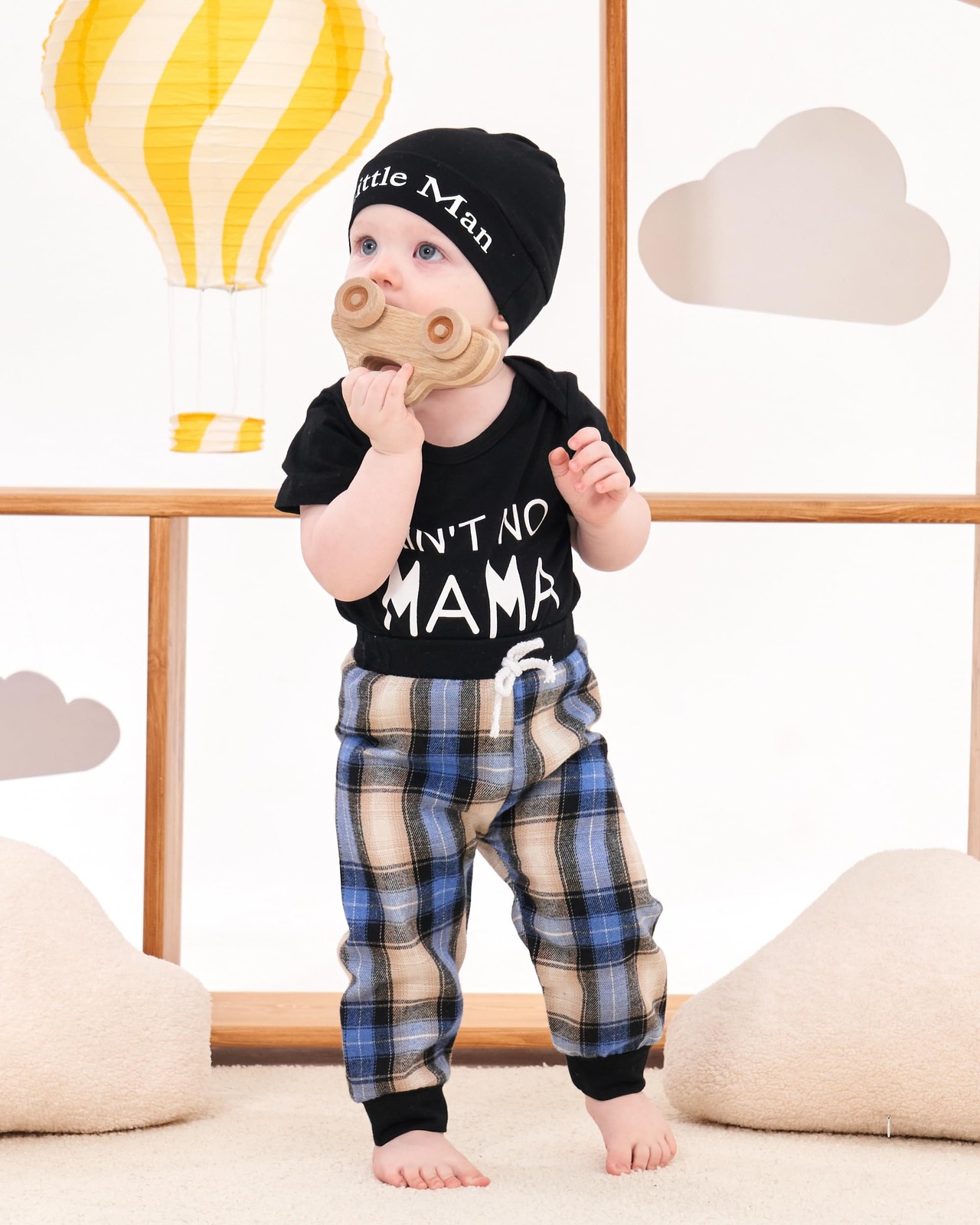 Newborn Baby Boy Outfit Set New to the Crew Shirt Pants Long Infant Clothes