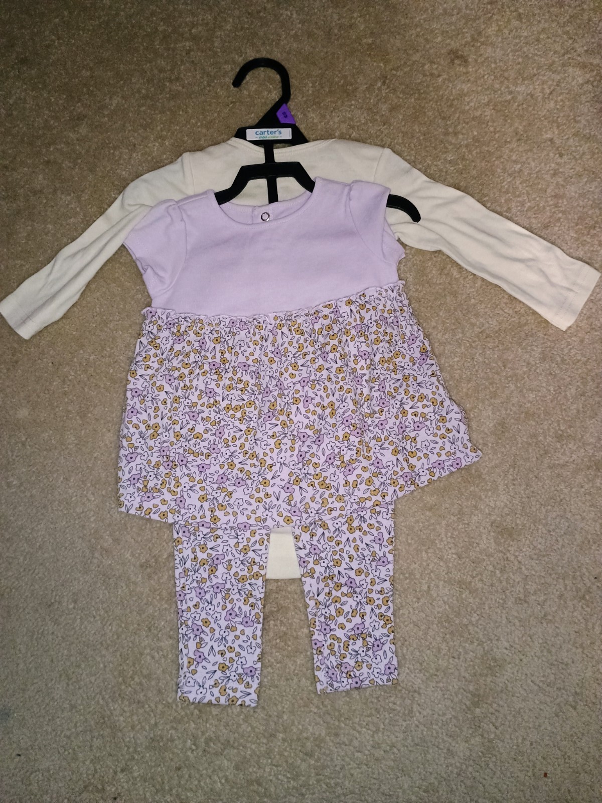 NWOT Children’s CARTER’S Baby GIRL Infant 3 PC Outfit SIZE 12 Months LAVENDER