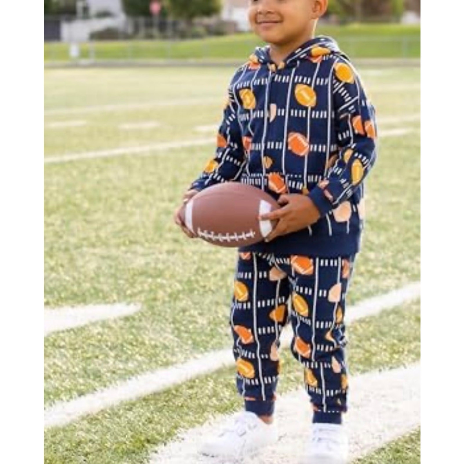 New Monica + Andy Toddler Football Hoodie and Pants Set, Navy Size 3T