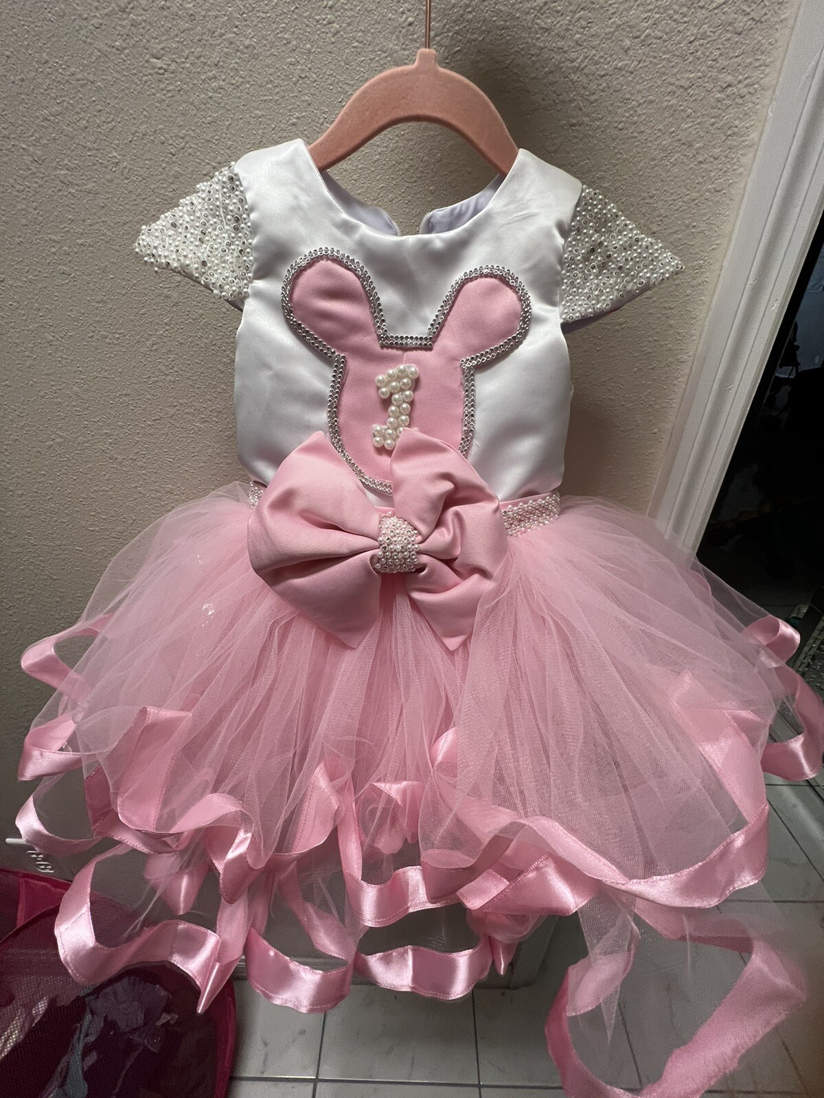 First Birthday Girl Outfit Light Pink Minnie Mouse