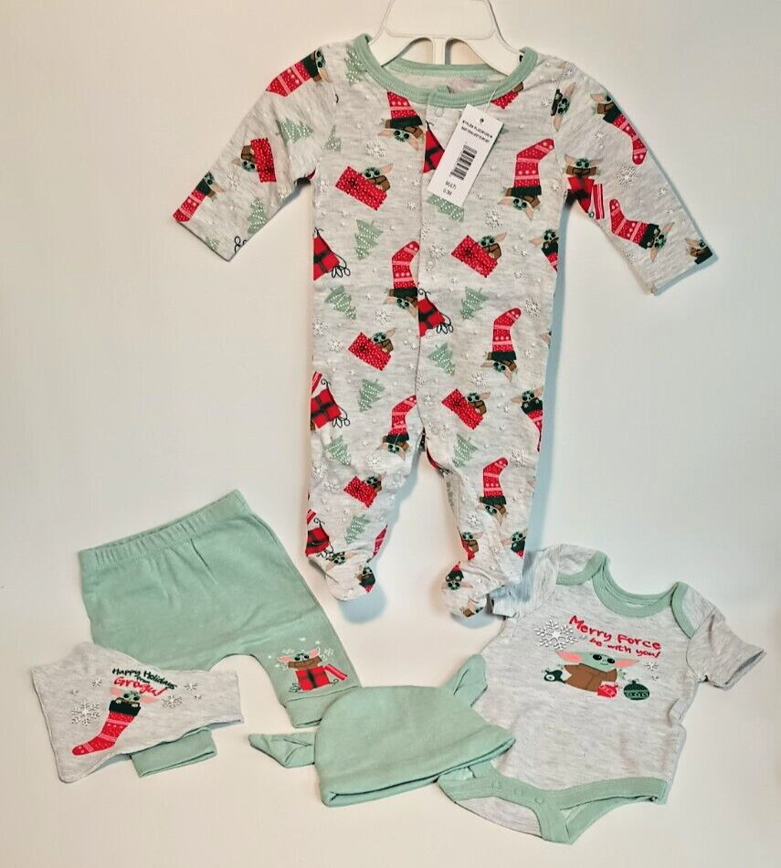 Baby Yoda Christmas Infant 5-Piece Set Layette Size 0-3 Months Grogu Star Wars