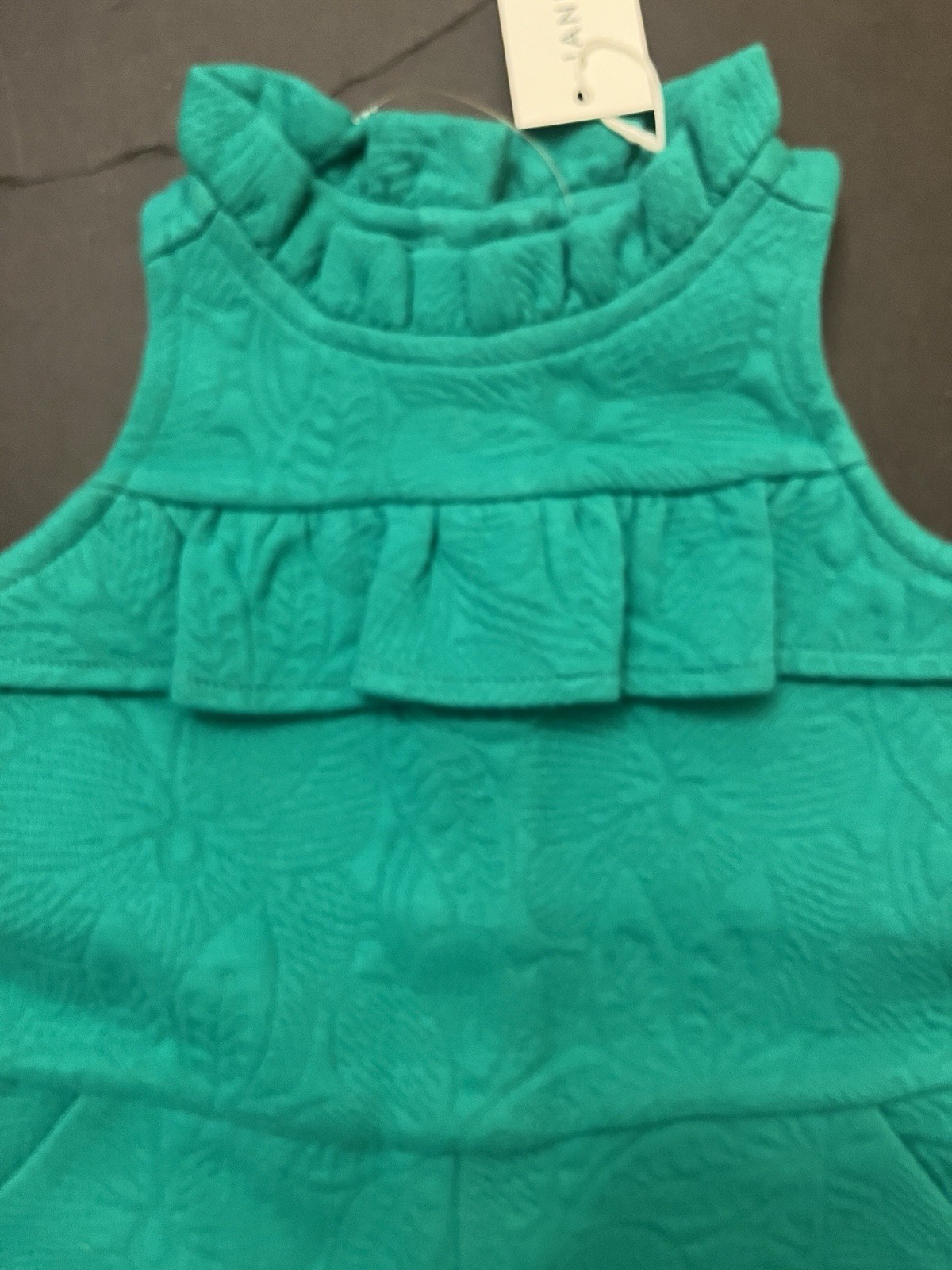 NWT Girl 12-18 mo Janie And Jack Cotton Blend Emerald Green Jacquard ROMPER