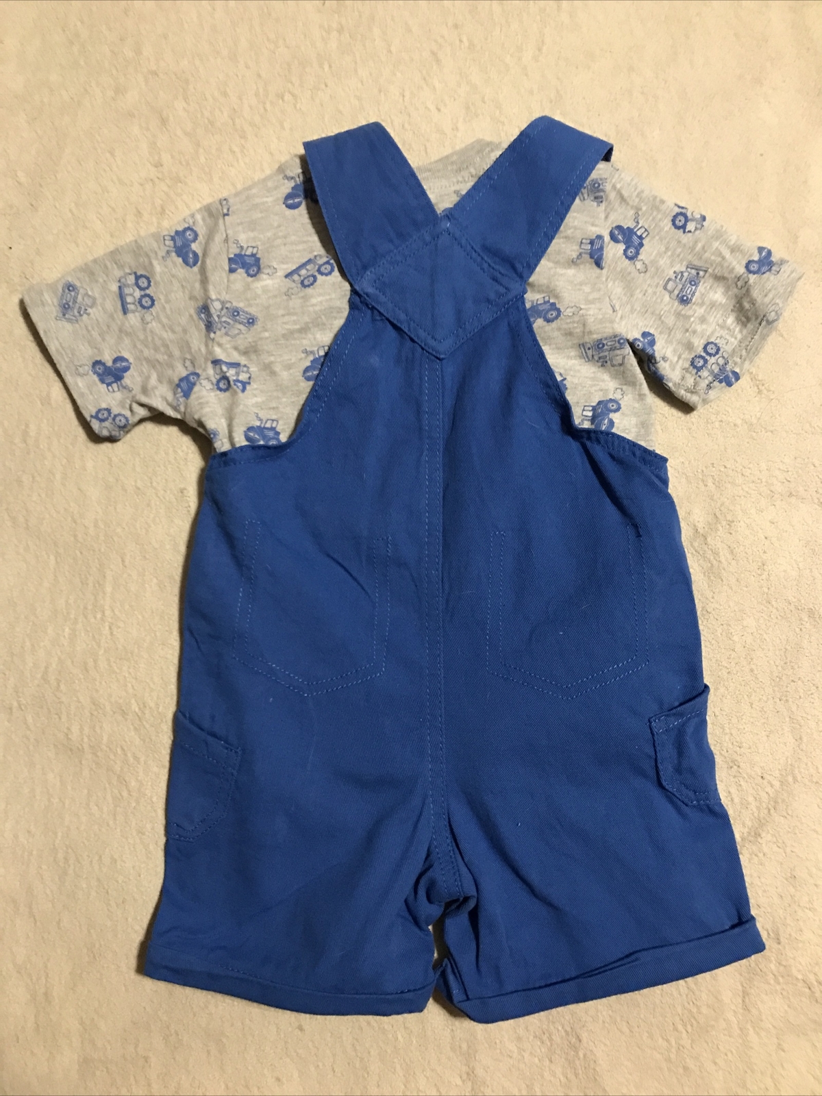 Nannette Kids, Boys Short Overalls With Shirt, Truck Trails