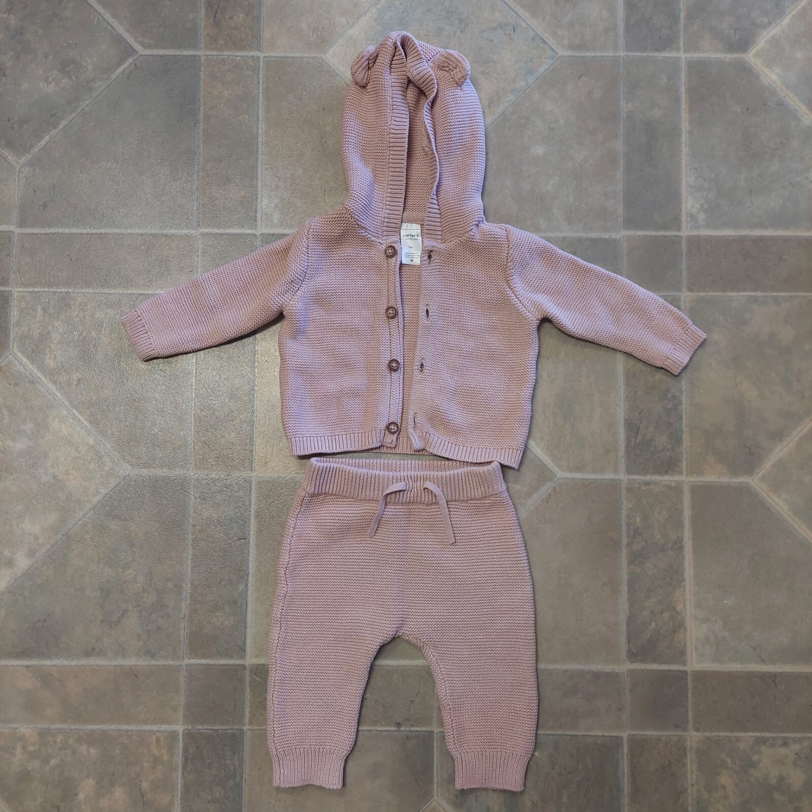 Carter’s Baby Long Sleeve Hooded Sweater & Pants Cotton Acrylic Size 9m NEW