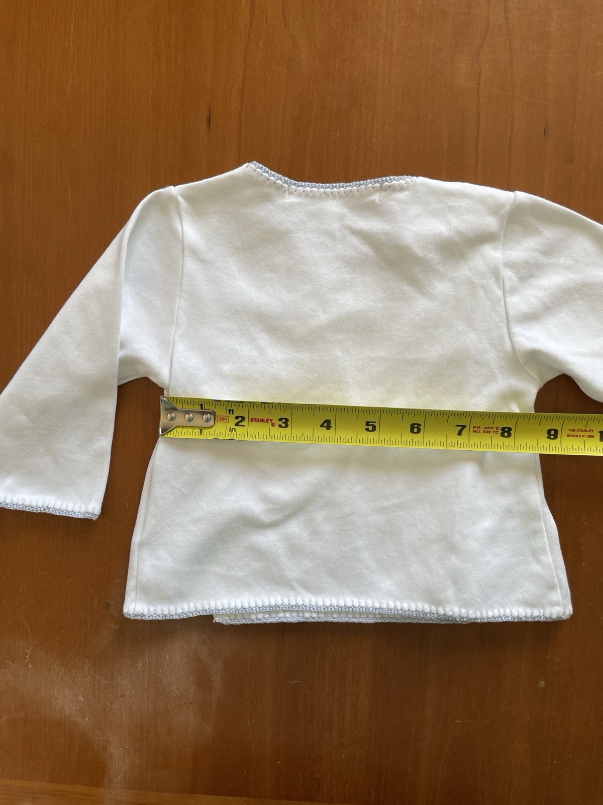 Victoria Kids White/Blue Pima Cotton Crochet Trim Kimono Top & Hat-6-12Mos