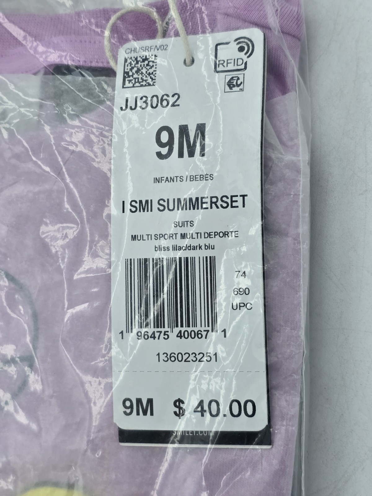 NWT Adidas x Smiley World Infant Summerset Lilac Purple Navy 2pc Set – Size 9M
