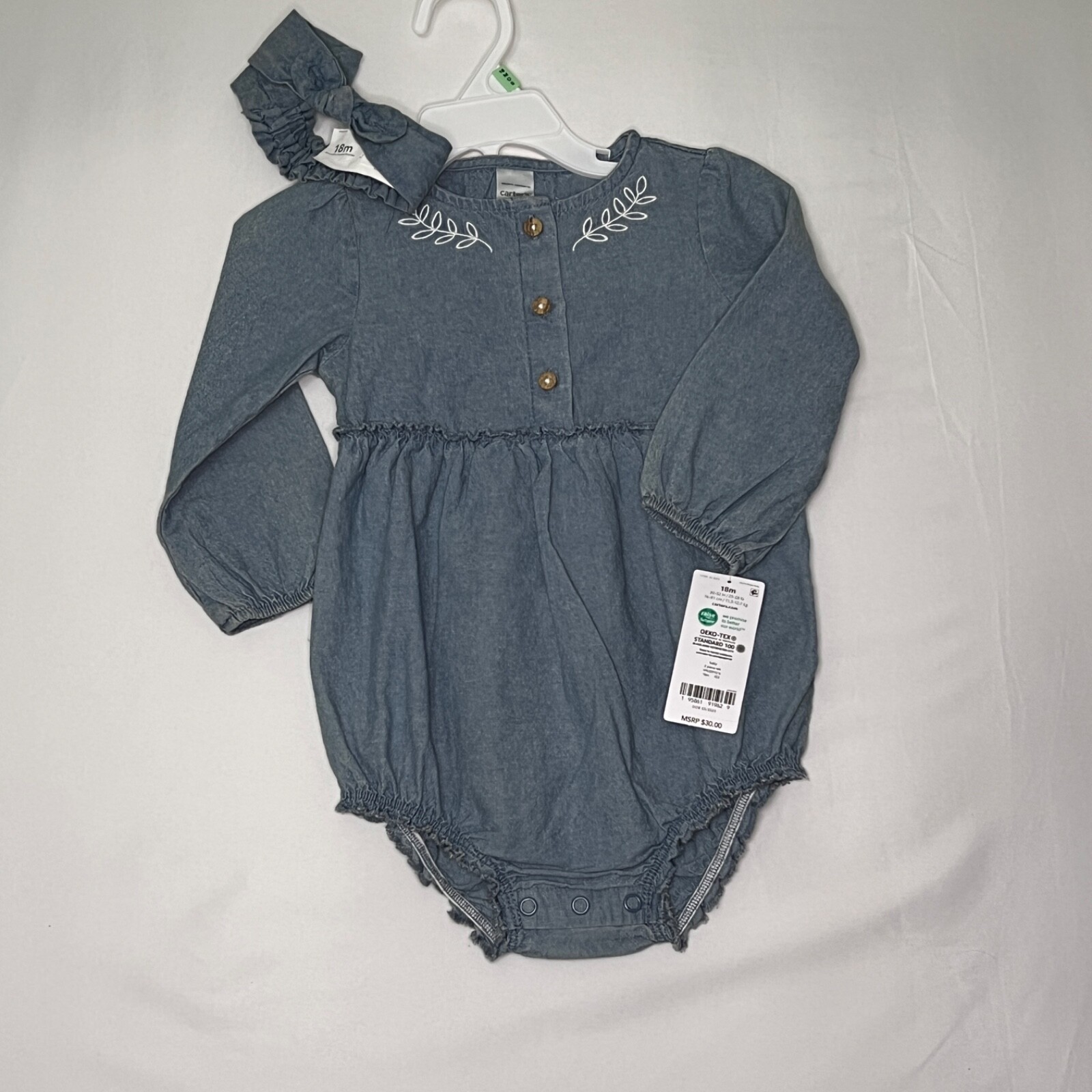 NWT Carter girls 18 months 2 piece outfit snap bottom and headband