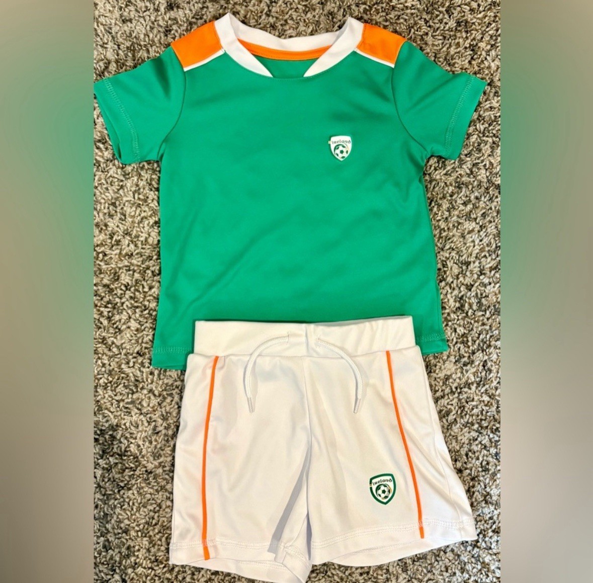 Ireland Football Soccer Jersey Outfit 9-12 Months Green and White Matching Set