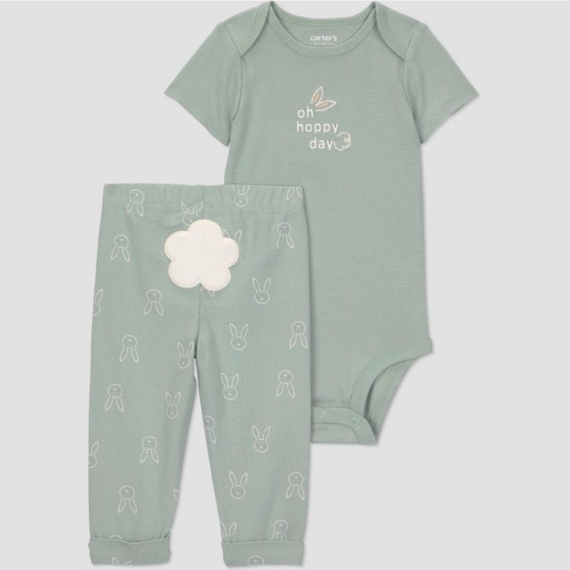 Carter’s Just One You Baby 2pc Bunny Bodysuit and Pants Set Sage Green 12 Months